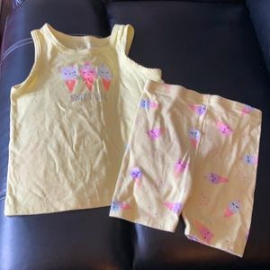 Girls matching tank top and biking shorts